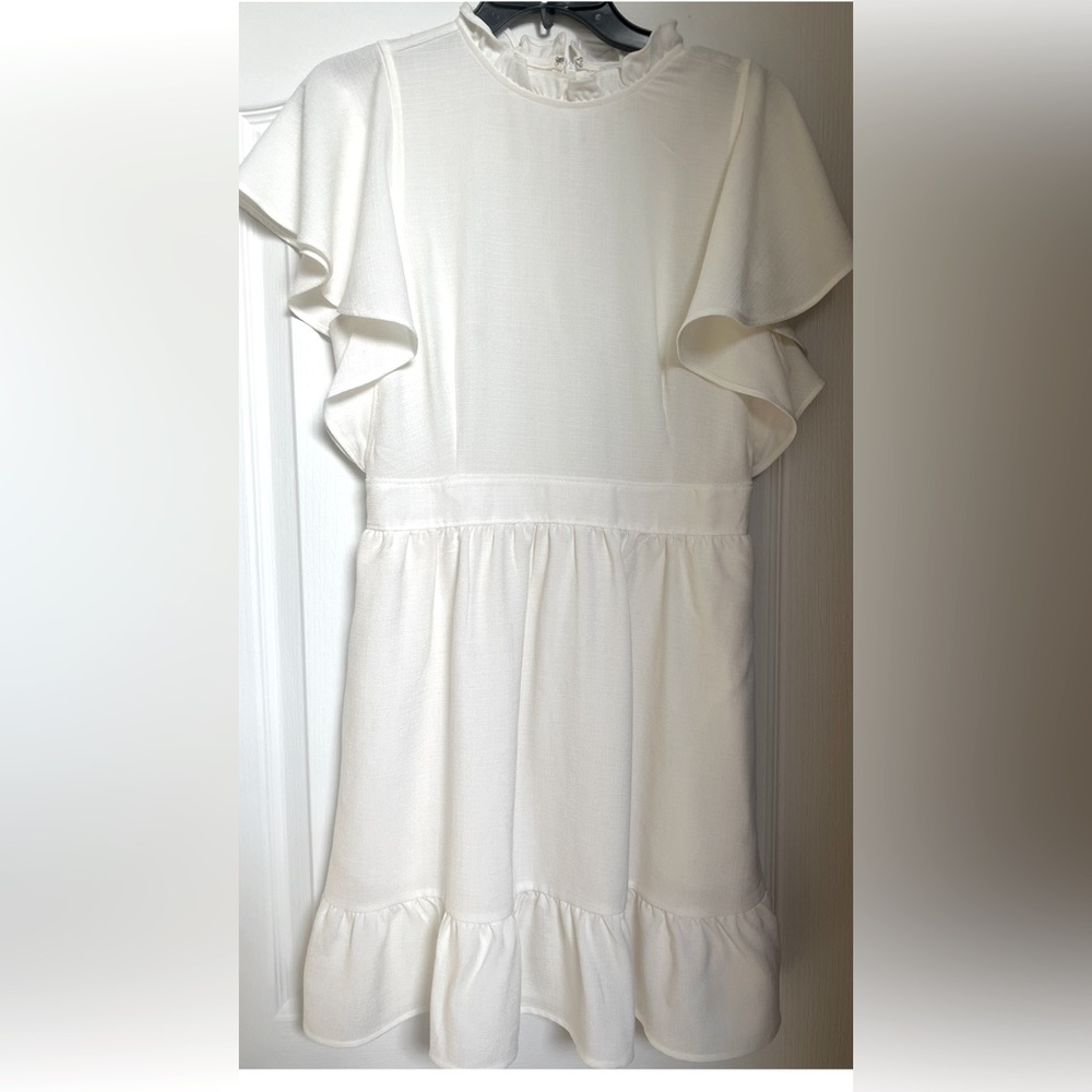 Express white ruffle dress